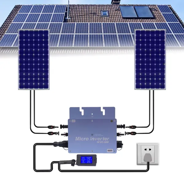 Onduleur WVC-600W LCD Grid Tie Micro Inverter étanche IP65 Panneau solaire Centrale de balcon Prise MPPT Système