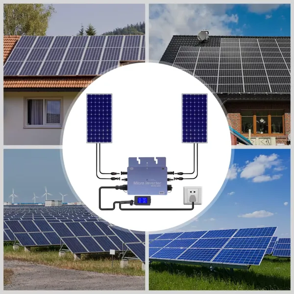 Onduleur WVC-600W LCD Grid Tie Micro Inverter étanche IP65 Panneau solaire Centrale de balcon Prise MPPT Système