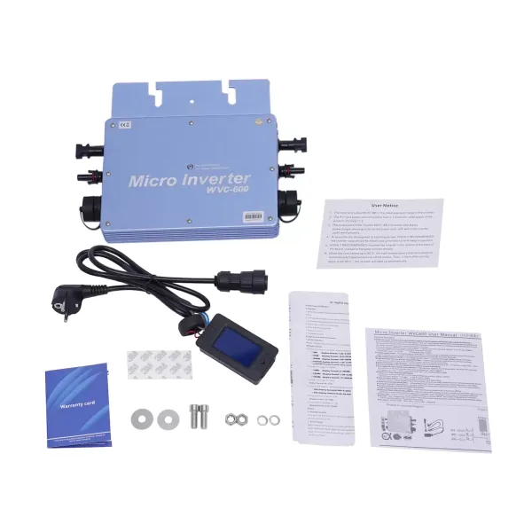 Onduleur WVC-600W LCD Grid Tie Micro Inverter étanche IP65 Panneau solaire Centrale de balcon Prise MPPT Système