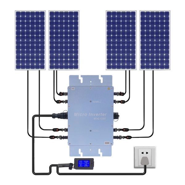 Micro onduleur solaire 1200 W - Micro onduleur automatique - Identif solaire - MPPT DC20-50 V - IP65