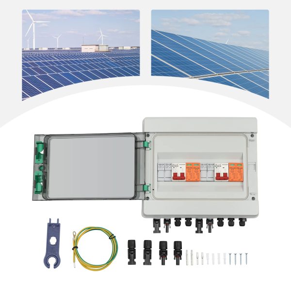 Boîte de jonction solaire DC 500 V 2 cordes 63 A IP65 IK10 Boîtier étanche Protection de l'éclairage Disjoncteur DC