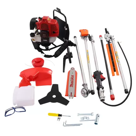 Benzinegrasmaaier 4 in 1 multitool 52 CC Professionele riem inclusief verlengstuk Combigereedschap Heggenschaar Combisysteem 2-takt grasmaaier