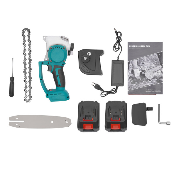 Tronçonneuse électrique 8" sans fil avec 2 batteries et chargeur 120 W pour couper les branches et le jardin Tronçonneuse électrique 8" sans fil avec 2 batteries et chargeur 120 W pour couper les branches et le jardin