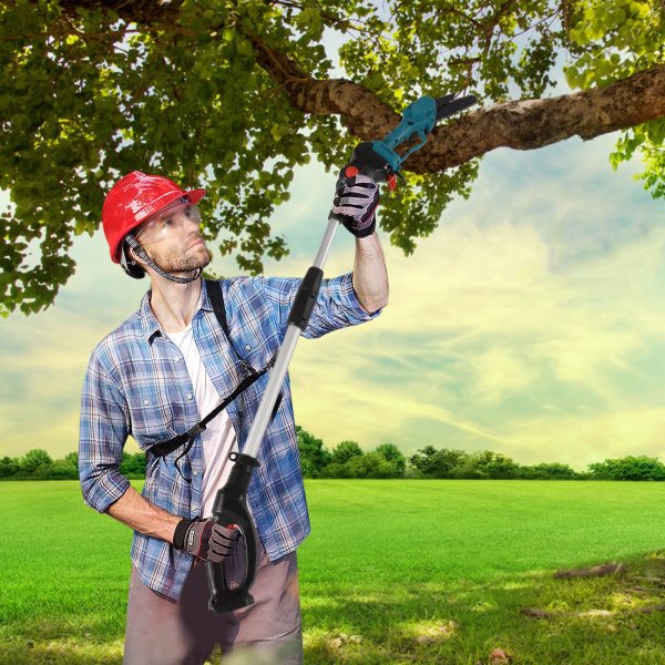 Tronçonneuse sans fil sans balais, scie polaire, tronçonneuse à main avec 1 batterie et 1 chargeur, tronçonneuse à tige pour coupe du bois de jardin