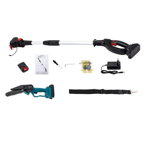 Tronçonneuse sans fil sans balais, scie polaire, tronçonneuse à main avec 1 batterie et 1 chargeur, tronçonneuse à tige pour coupe du bois de jardin