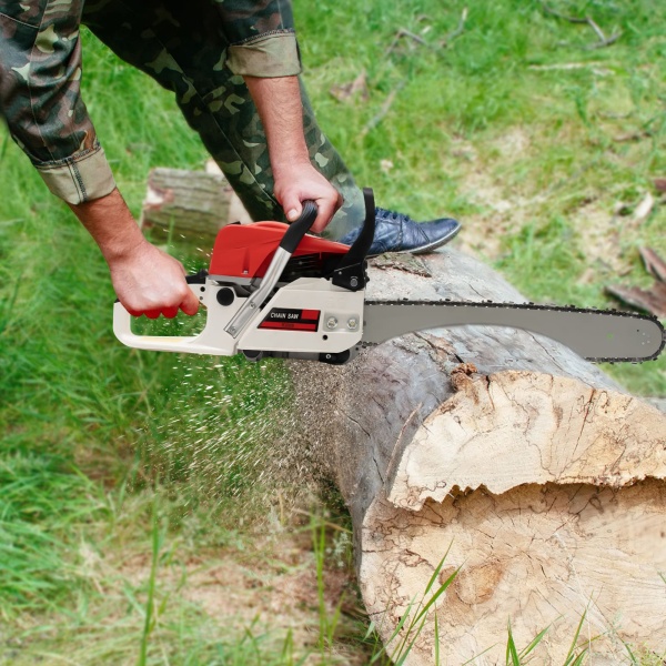 Tronçonneuse à essence de 50,8 cm, 52 cc, avec moteur 2 temps, scie électrique à essence pour couper le bois