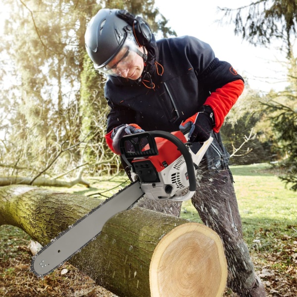 Tronçonneuse à essence de 50,8 cm, 52 cc, avec moteur 2 temps, scie électrique à essence pour couper le bois Tronçonneuse à essence de 50,8 cm, 52 cc, avec moteur 2 temps, scie électrique à essence pour couper le bois