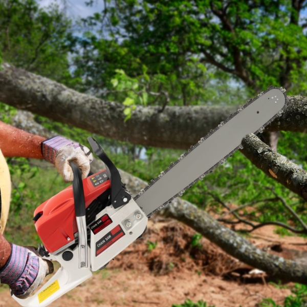Tronçonneuse à essence de 50,8 cm, 52 cc, avec moteur 2 temps, scie électrique à essence pour couper le bois Tronçonneuse à essence de 50,8 cm, 52 cc, avec moteur 2 temps, scie électrique à essence pour couper le bois