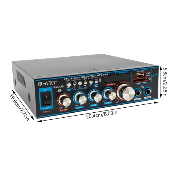 Amplificateur HiFi stéréo - Bluetooth numérique - Amplificateur audio FM - 12 V / 220 V - 2 CH - Amplificateur Bluetooth intégré
