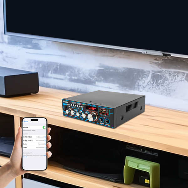 Amplificateur HiFi stéréo - Bluetooth numérique - Amplificateur audio FM - 12 V / 220 V - 2 CH - Amplificateur Bluetooth intégré