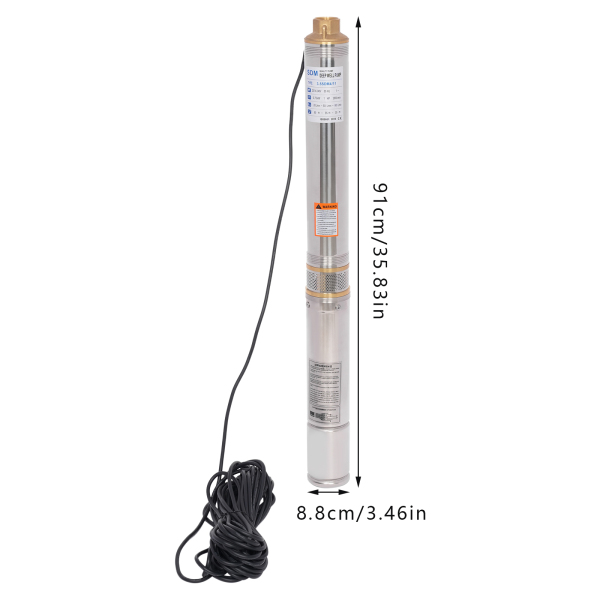 Pompe de puits de 8.8cm 750W 6300L/H 50 Hz Cordon d'alimentation 20m Euro plug avec pressostat + 20m de corde