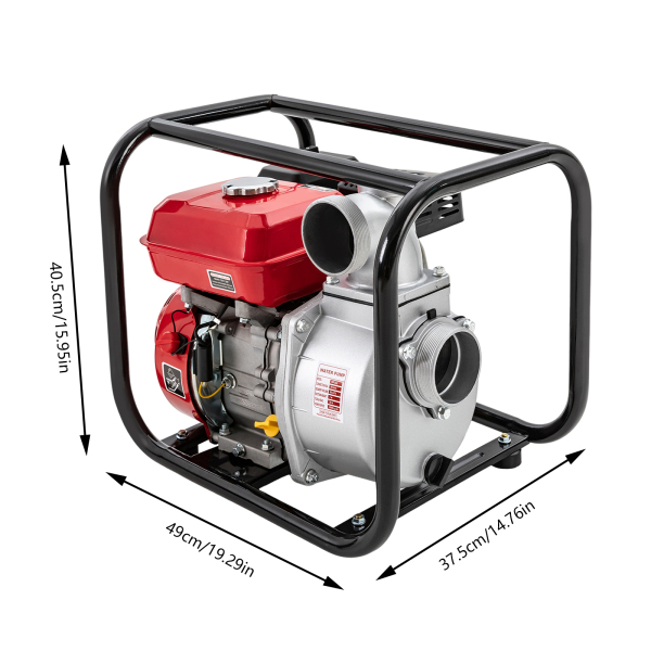 Pompe à eau semi-poubelle auto-amorçante à air monocylindre, 7,5 HP, 3 pouces, 4 temps, alimentée au gaz