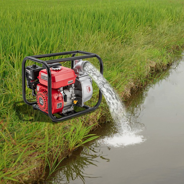 Pompe à eau semi-poubelle auto-amorçante à air monocylindre, 7,5 HP, 3 pouces, 4 temps, alimentée au gaz