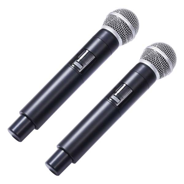 Système de microphone sans fil VHF, ensemble de microphones sans fil, double microphone à main, adapté au karaoké, aux mariages, aux réunions et aux conférences.