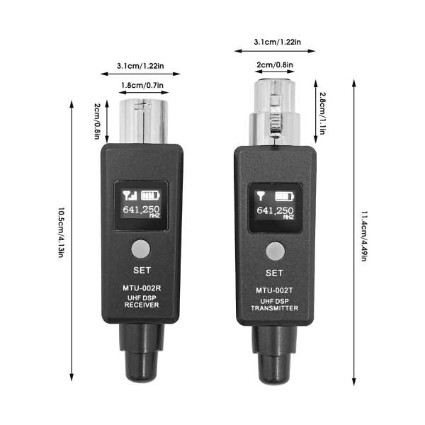 Émetteur et récepteur de microphone sans fil UHF pour microphones dynamiques, mélangeurs et systèmes de renforcement du son