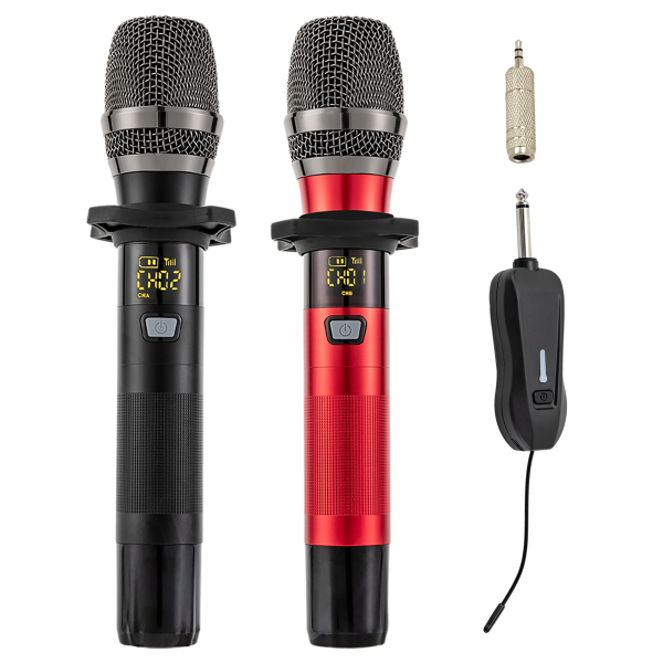 Microphone sans fil, microphones vocaux et récepteur avec 25 canaux, microphone sans fil pour karaoké chant mariage DJ fête discours église classe
