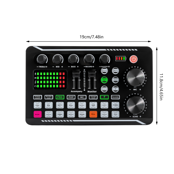 Sound Mixer Effects Board, carte son compatible Bluetooth avec de multiples effets sonores et des lumières LED