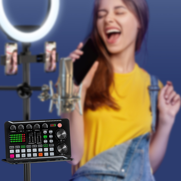 Sound Mixer Effects Board, carte son compatible Bluetooth avec de multiples effets sonores et des lumières LED
