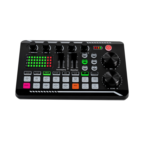 Sound Mixer Effects Board, carte son compatible Bluetooth avec de multiples effets sonores et des lumières LED