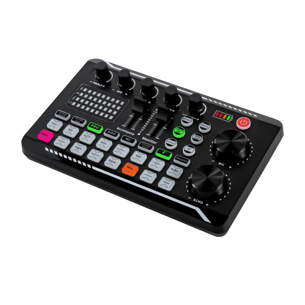 Sound Mixer Effects Board, carte son compatible Bluetooth avec de multiples effets sonores et des lumières LED