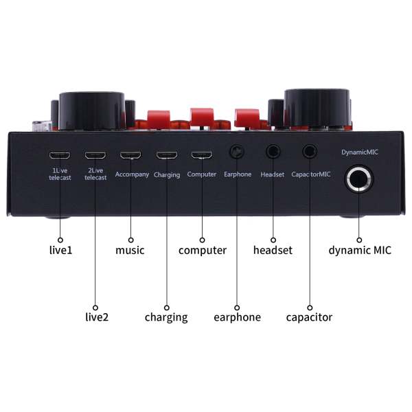 Microphone de streaming BM800 avec carte son en direct V8s Condensateur Microphone Bundle Câble de charge USB pour Live DJ 16 Effet sonore