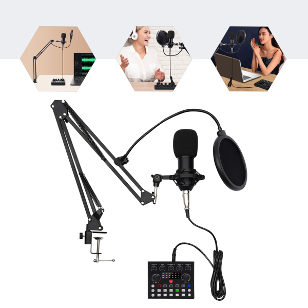 Microphone Podcast avec changeur de voix, microphone à condensateur pour studio d'enregistrement pour voix, PC, TikTok, YouTube