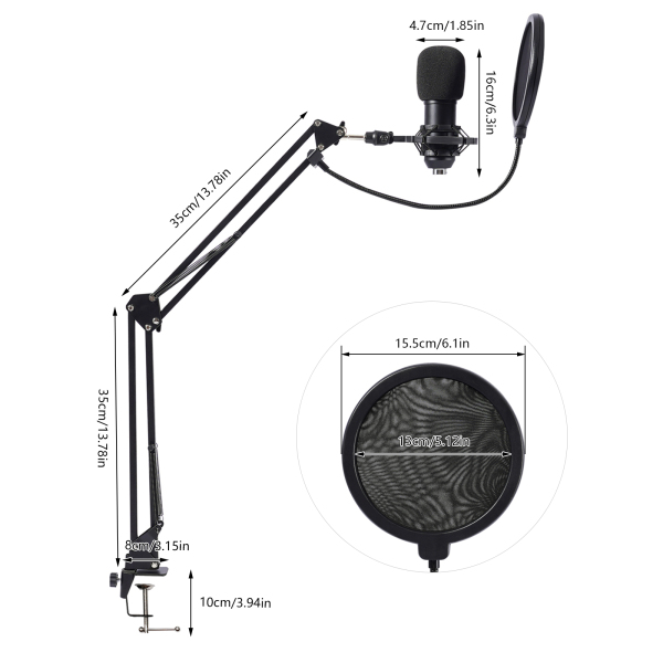 Microphone Podcast avec changeur de voix, microphone à condensateur pour studio d'enregistrement pour voix, PC, TikTok, YouTube