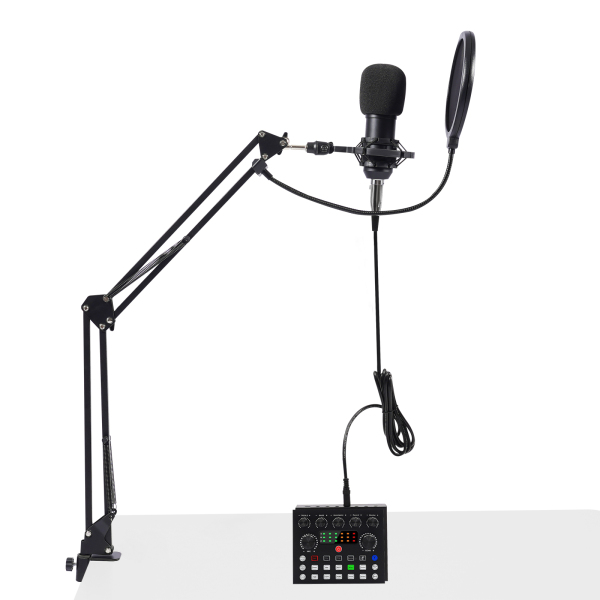 Microphone Podcast avec changeur de voix, microphone à condensateur pour studio d'enregistrement pour voix, PC, TikTok, YouTube