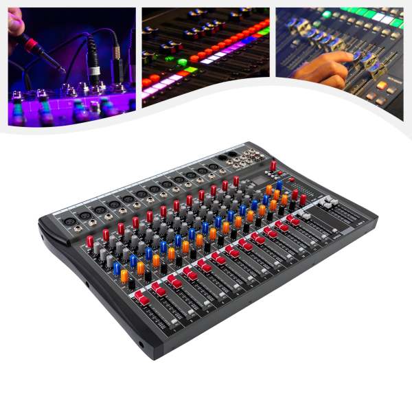 Lot de 12 manettes audio Bluetooth pour enregistrement d'ordinateur, mixeur audio de studio 12 canaux avec prise de microphone XLR