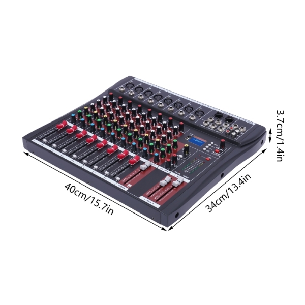 Table de mixage portable à 8 canaux, table de mixage DJ, égaliseur à trois bandes avec Bluetooth USB pour soirée karaoké KTV