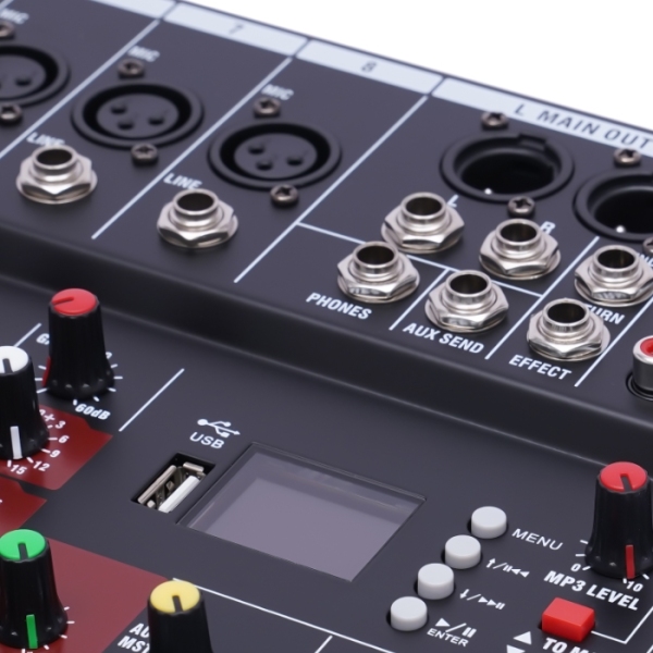 Table de mixage portable à 8 canaux, table de mixage DJ, égaliseur à trois bandes avec Bluetooth USB pour soirée karaoké KTV
