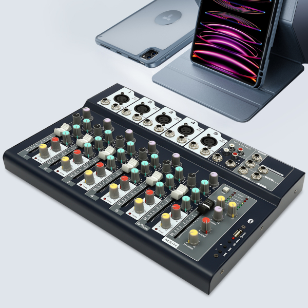 Mélangeur de son professionnel à 7 canaux, mélangeur Audio, Console de son à 7 canaux