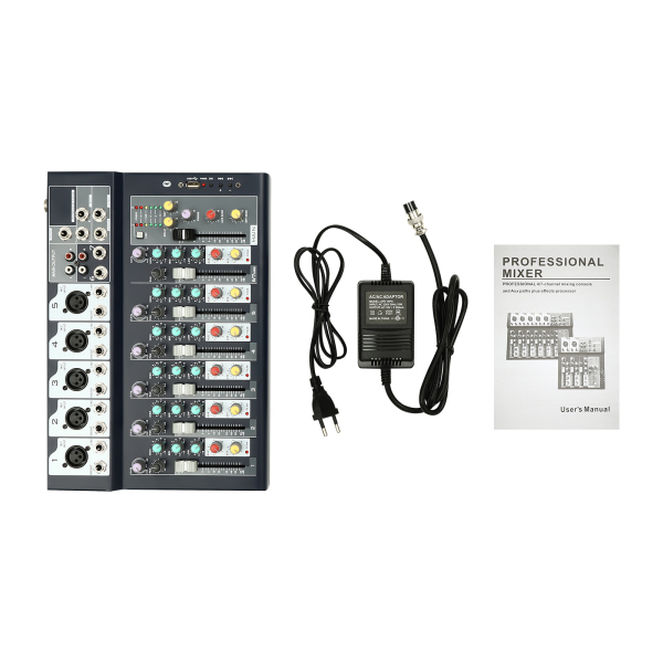 Mélangeur de son professionnel à 7 canaux, mélangeur Audio, Console de son à 7 canaux