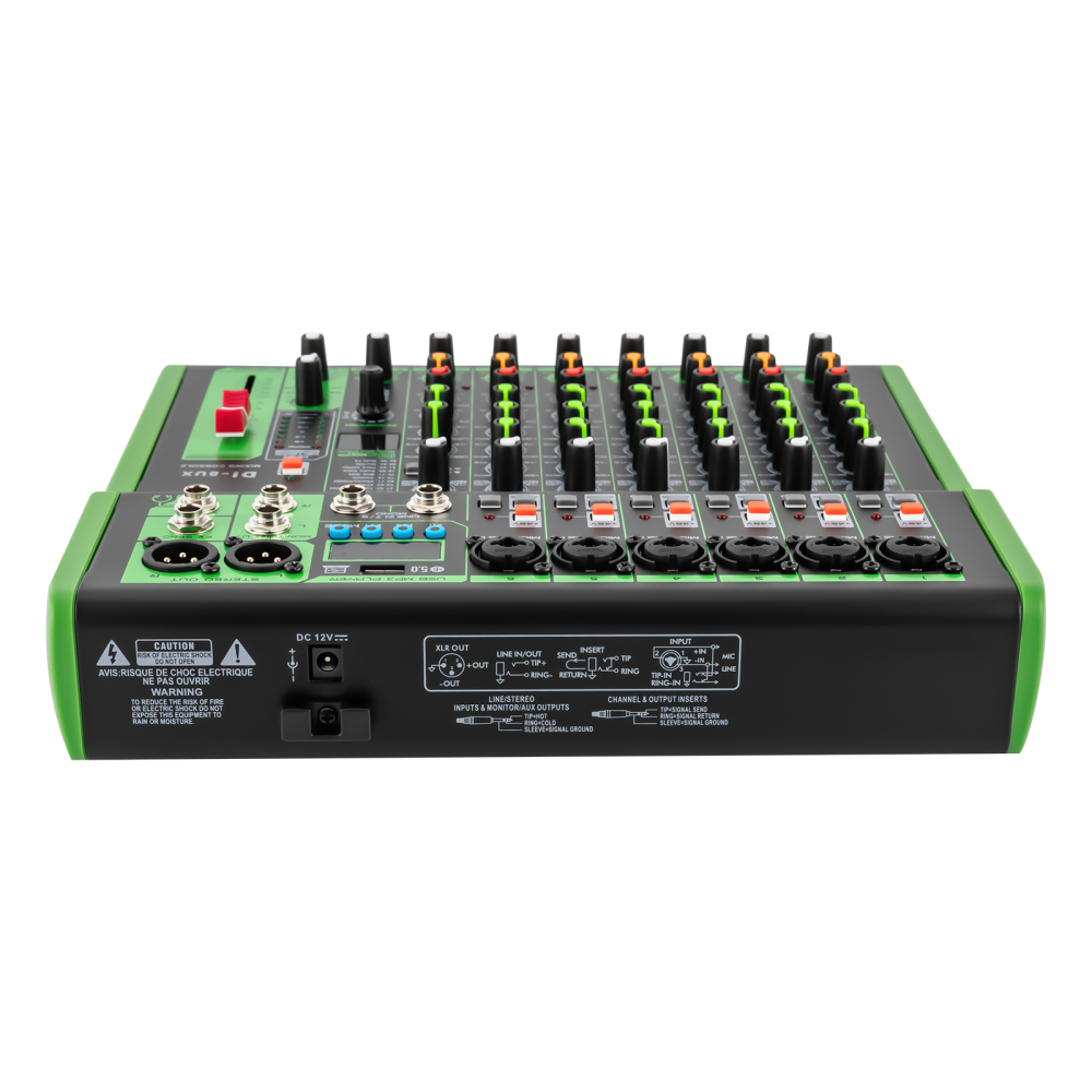 Mélangeur professionnel série 8UX avec 99 effets numériques DSP entrée USB MP3 48 V Microphone à alimentation fantôme professionnel Console de mixage DJ