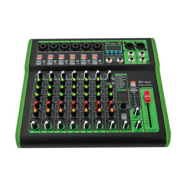 Mélangeur professionnel série 8UX avec 99 effets numériques DSP entrée USB MP3 48 V Microphone à alimentation fantôme professionnel Console de mixage DJ