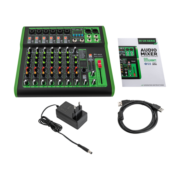 Mélangeur audio professionnel avec 99 effets numériques DSP, entrée USB MP3 48V, préamplificateur de Microphone à alimentation fantôme