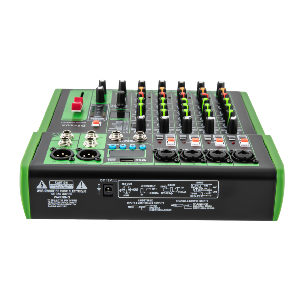 Mélangeur Audio professionnel DI-6UX avec 99 effets numériques DSP, entrée USB MP3, préamplis de Microphone 48V