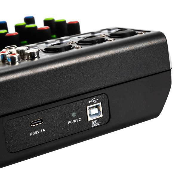 Mini table de mixage audio DJ système de console de carte son, alimentation fantôme 5 canaux 48V avec Bluetooth USB MP3