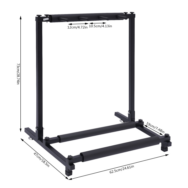 Support de guitare pliable en 3, Support multi-guitare, Design détachable, 62,5*47*73 cm, Noir