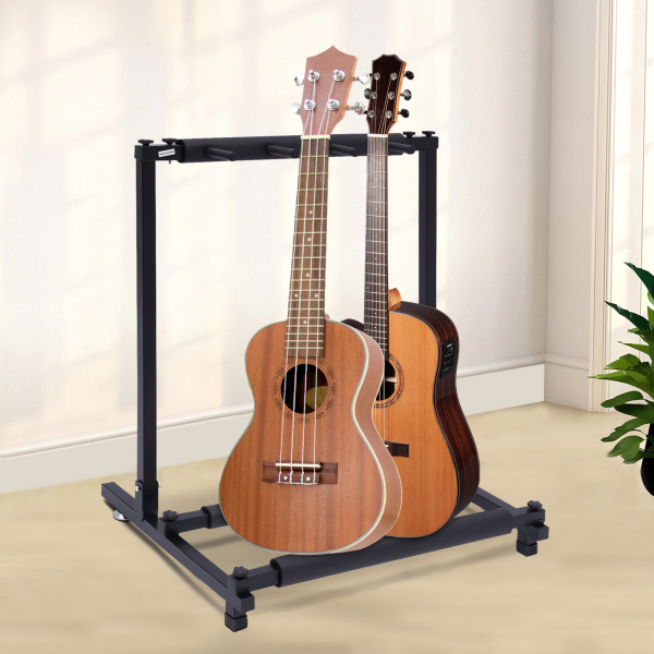 Support de guitare pliable en 3, Support multi-guitare, Design détachable, 62,5*47*73 cm, Noir