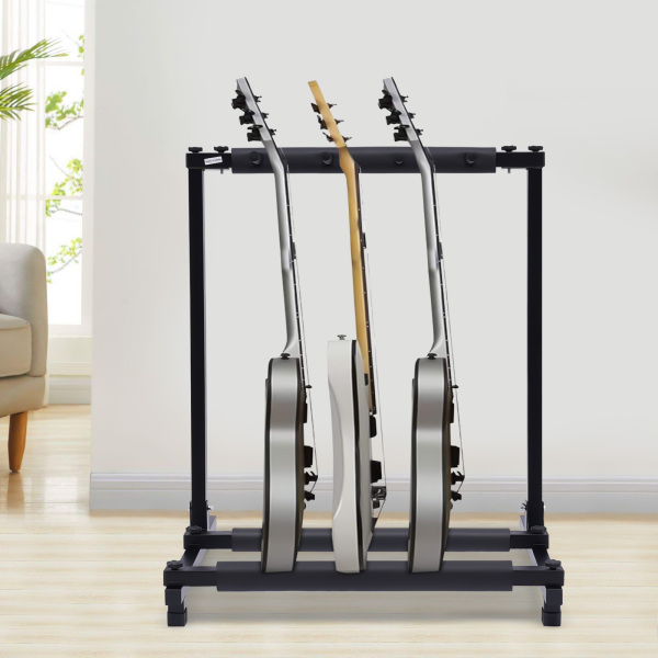Support de guitare pliable en 3, Support multi-guitare, Design détachable, 62,5*47*73 cm, Noir
