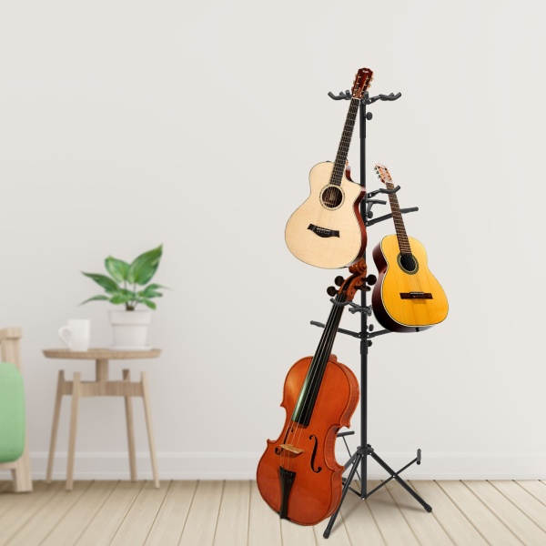 9 multi-supports pour guitare, ukulélé, basse, support de support debout à 3 niveaux – Style vertical 9 multi-supports pour guitare, ukulélé, basse, support de support debout à 3 niveaux – Style vertical