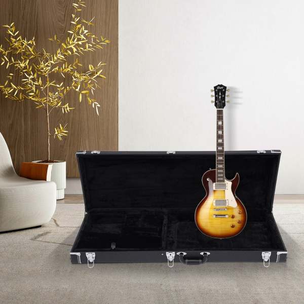Valise de Guitare électrique Rigide Portable rectangulaire en Bois résistant aux intempéries pour la Plupart des Guitares électriques