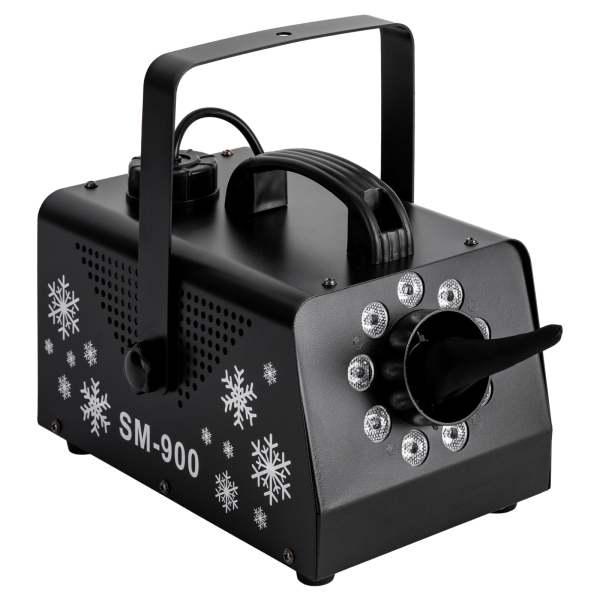 Machine à neige de 900 watts avec 12 couleurs de lumière LED, 3 modes d'éclairage et 1 télécommande