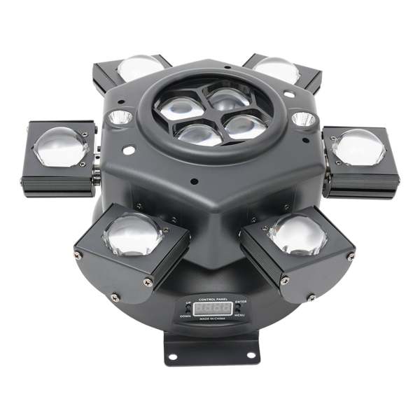 Projecteur à tête mobile 150 W, RGBW LED, effet de lumière activé par le son DMX512 avec 6 bras lumineux pour Noël DJ Bar disco mariage