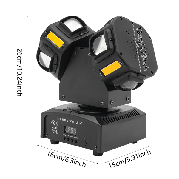 Projecteur lyre à 8 LED pour DJ, éclairage de scène, pour fêtes, concerts, festivals