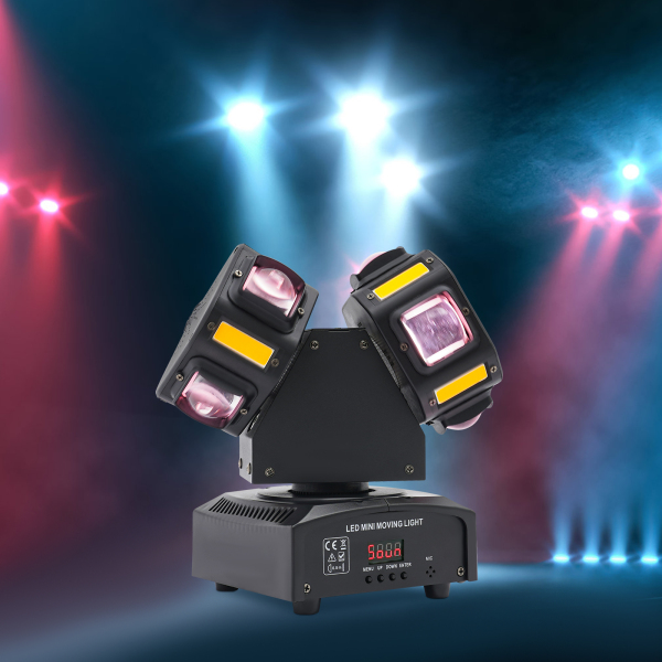 Projecteur lyre à 8 LED pour DJ, éclairage de scène, pour fêtes, concerts, festivals