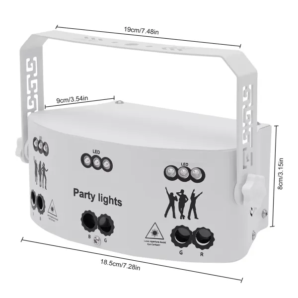 Lampe de soirée disco à 15 lentilles, éclairage de scène DJ intérieur DMX 512 activé par le son 192 motifs projecteur (blanc)