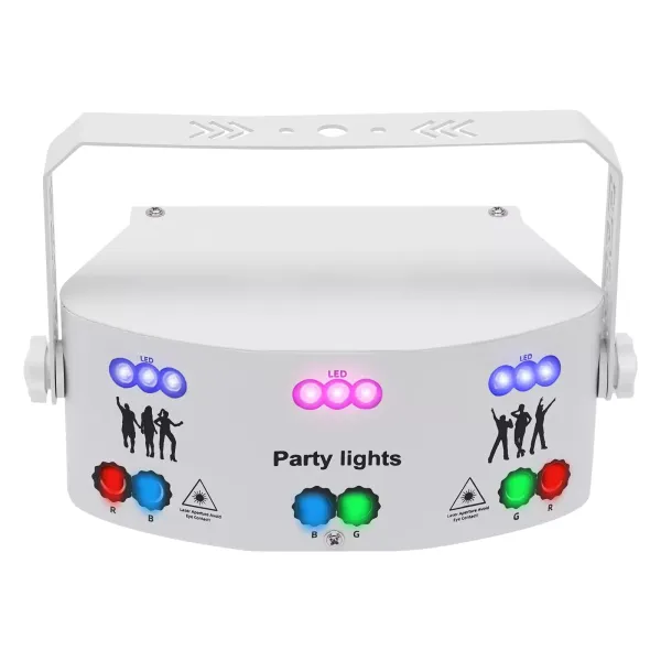 Lampe de soirée disco à 15 lentilles, éclairage de scène DJ intérieur DMX 512 activé par le son 192 motifs projecteur (blanc)