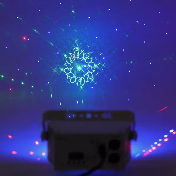 Lampe de soirée disco à 15 lentilles, éclairage de scène DJ intérieur DMX 512 activé par le son 192 motifs projecteur (blanc)